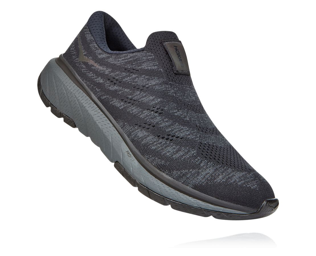 Hoka One One Cavu 3 Slip Herren Straßenlaufschuhe Schwarz / Dunkel Grau | (DE-5783HMUEG)